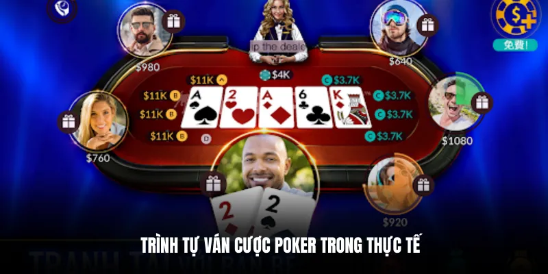 Trình tự ván cược poker trong thực tế.